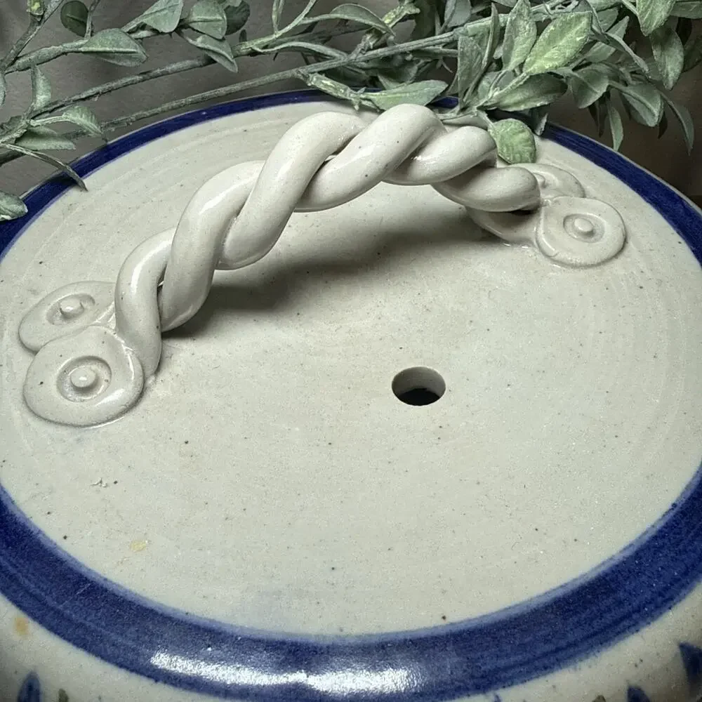 VTG Signed Studio Pottery Stoneware Covered Casserole Dish 9” Handmade Lidded